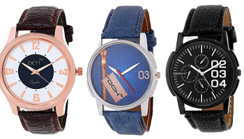 5 Stylish Watch Combo With Multi Colour Dial at Rs.499