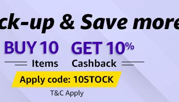 Amazon Stock Up Sale: Stock up & Save More Buy 10 Items & Get Extra 10% Cashback (Max. 500)