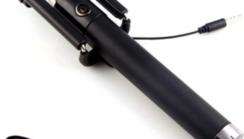 KG Collection Cable Selfie Stick  (Black, Silver)